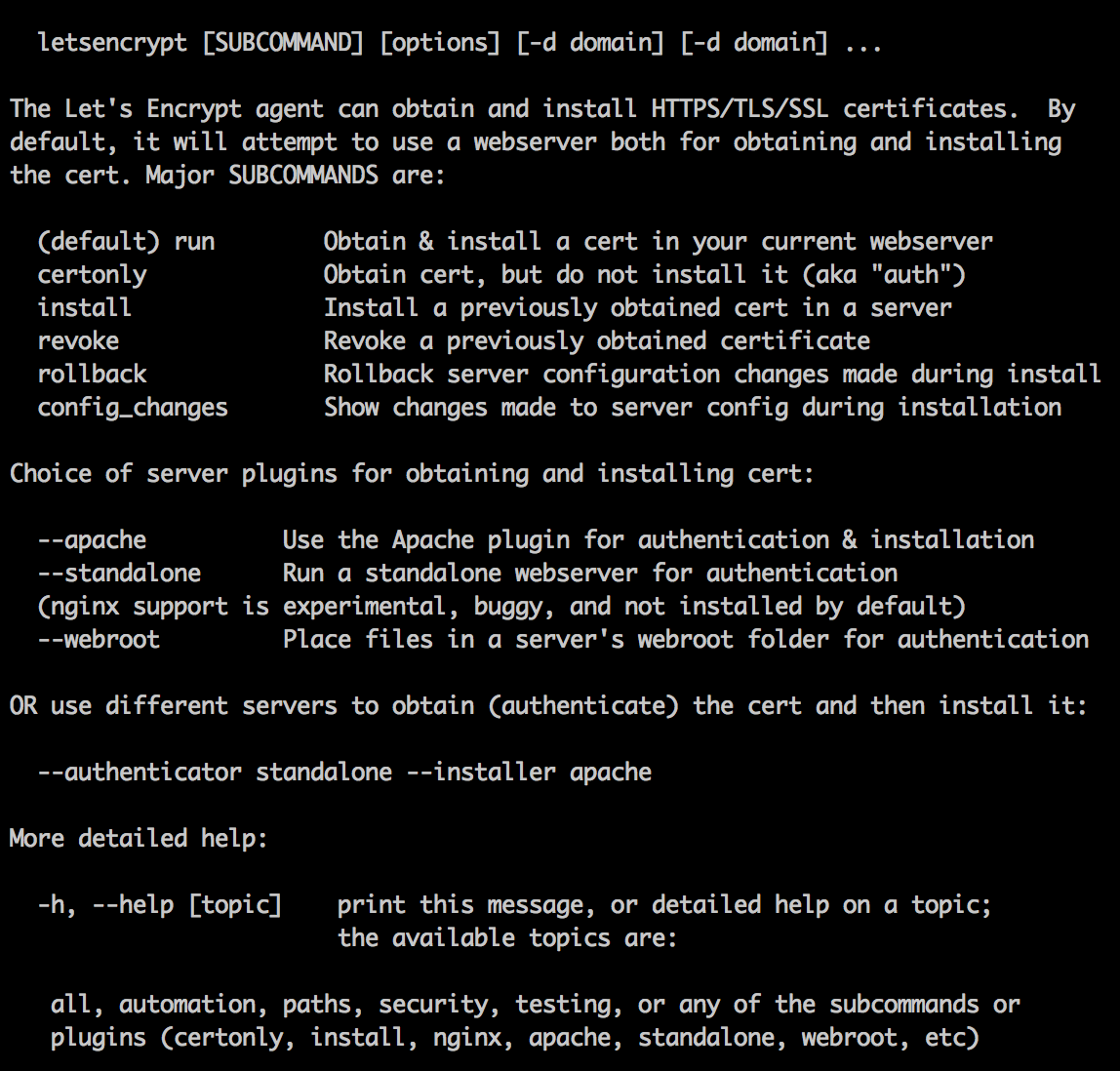 Let's Encrypt help page
